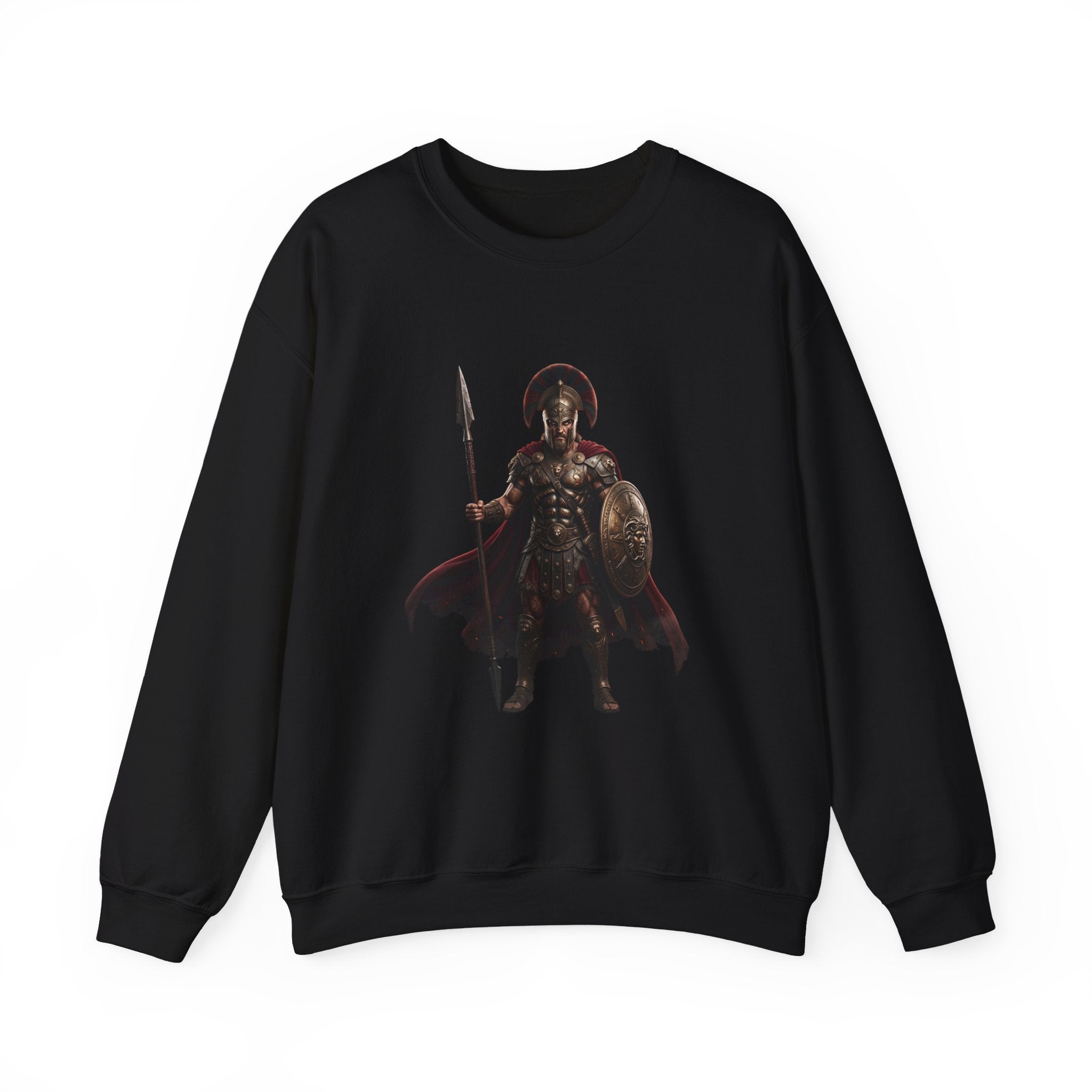 Spartan Warrior Crewneck Sweatshirt — Ancient Greek Soldier Graphic