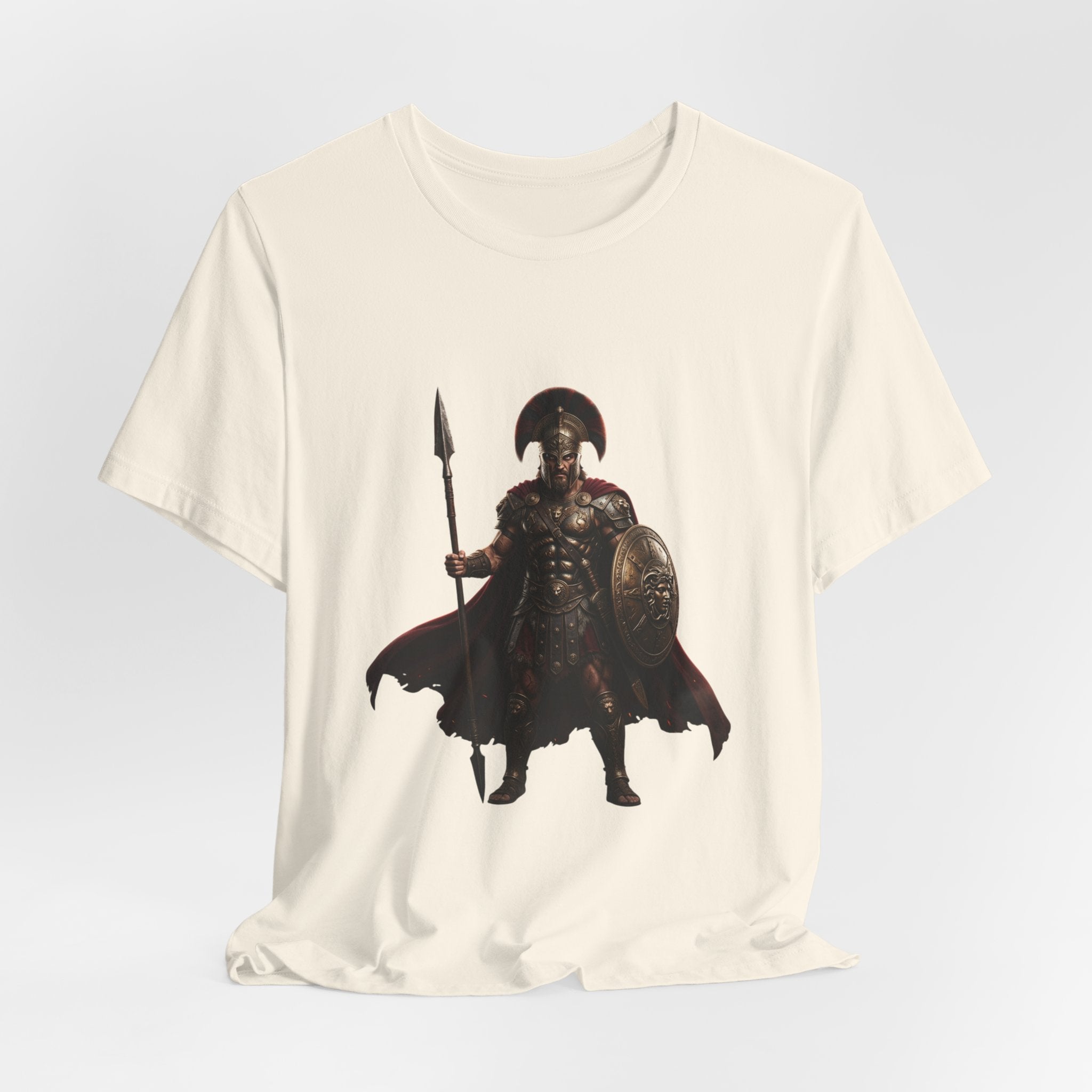 Spartan Warrior Graphic Tee - Ancient Greek Helmet & Spear Shirt