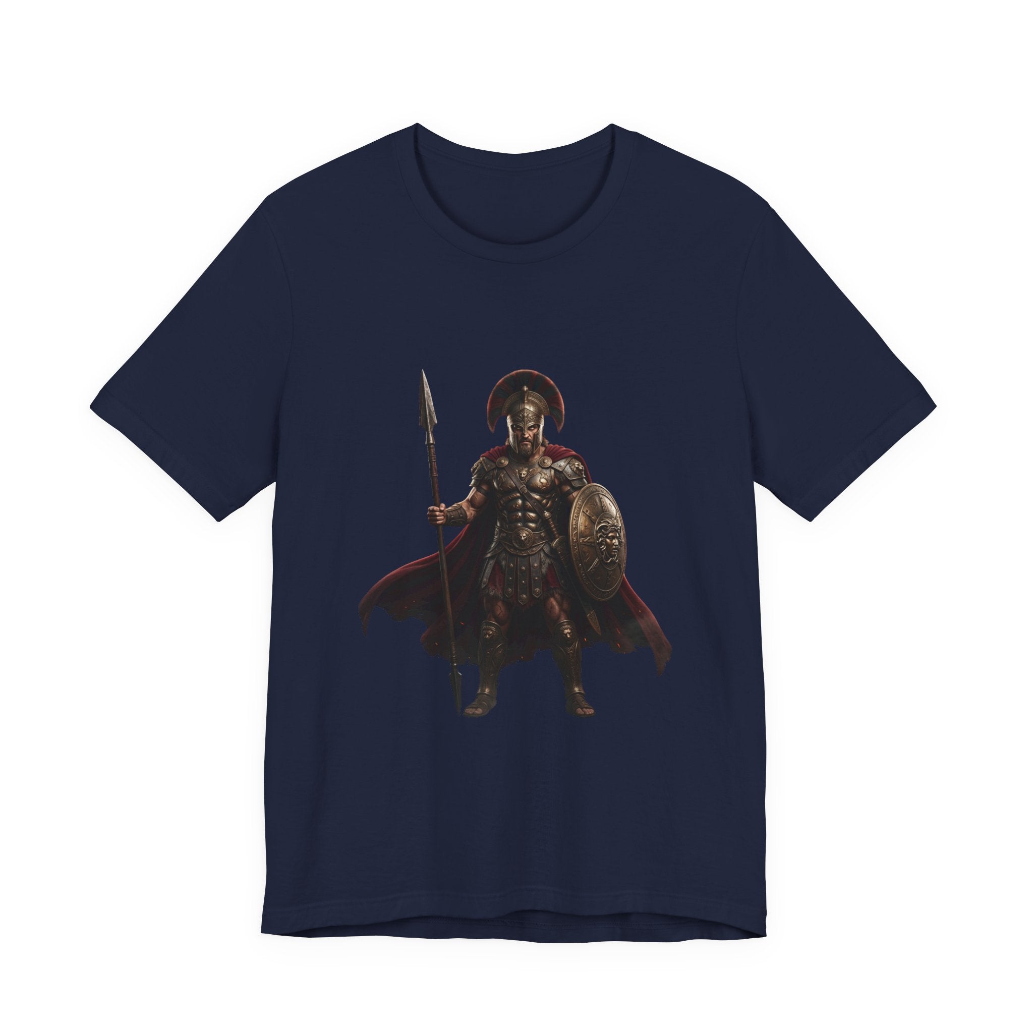 Spartan Warrior Graphic Tee - Ancient Greek Helmet & Spear Shirt