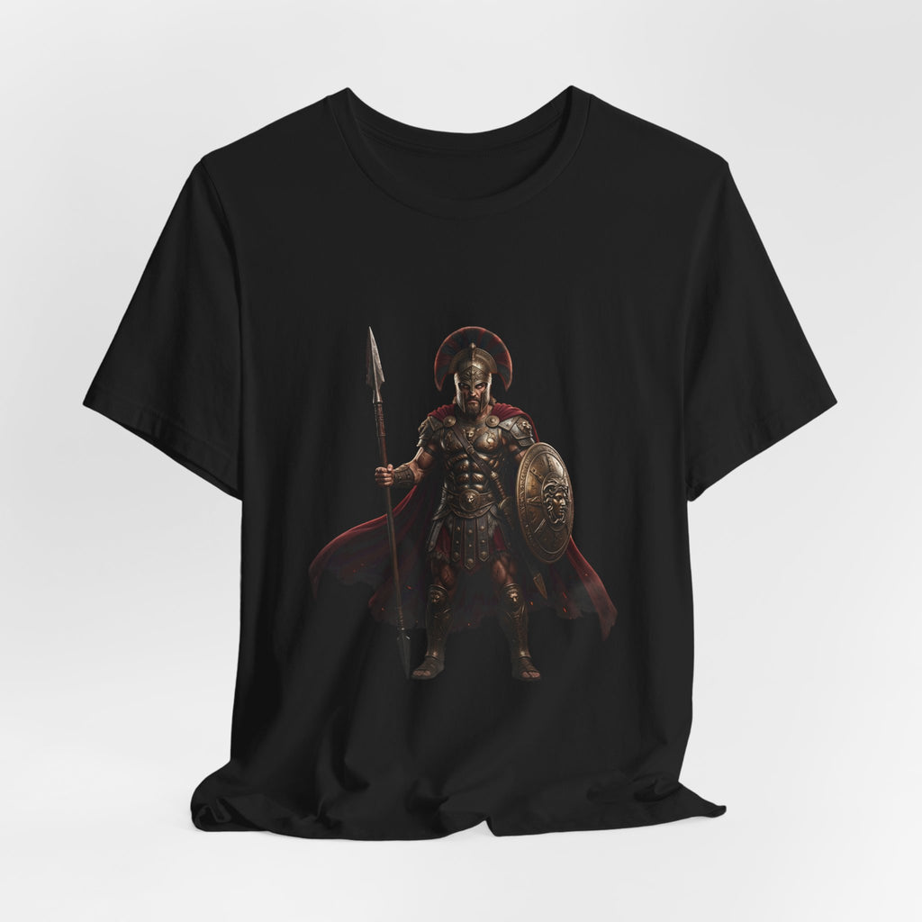 Spartan Warrior Graphic Tee - Ancient Greek Helmet & Spear Shirt