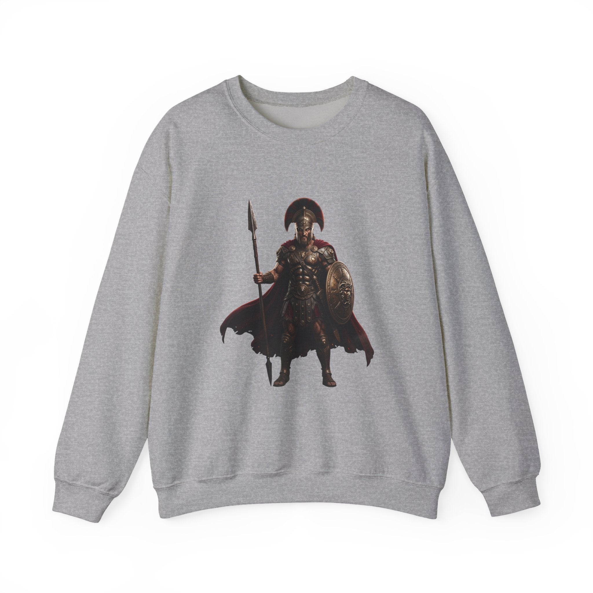 Spartan Warrior Crewneck Sweatshirt — Ancient Greek Soldier Graphic