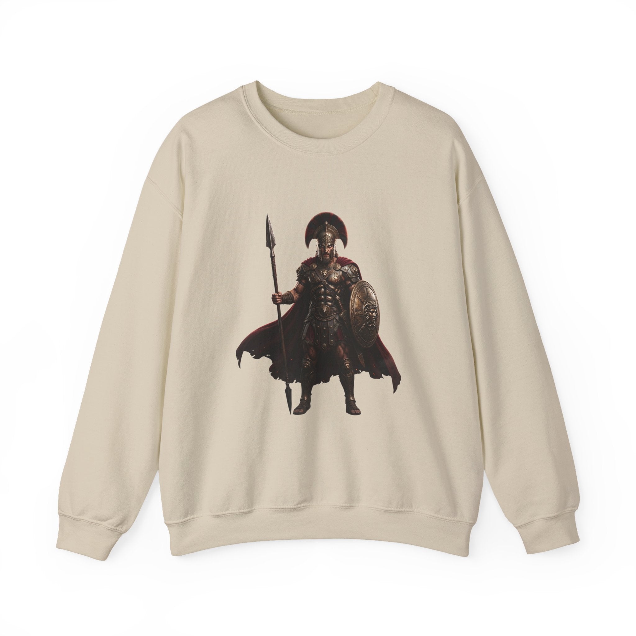 Spartan Warrior Crewneck Sweatshirt — Ancient Greek Soldier Graphic