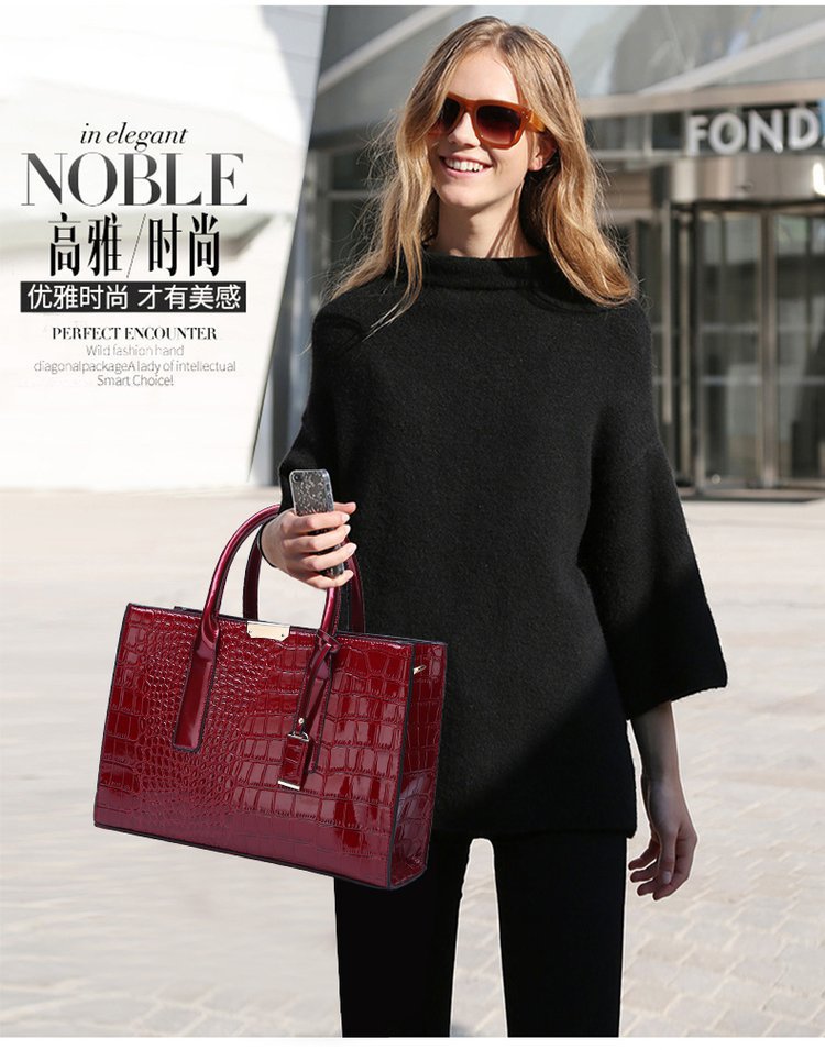 New Foreign Trade Women's Bag Trendy Crocodile Pattern Portable European and American Shoulder Crossbody Tote Bag Cross-Border Dropshipping Global
