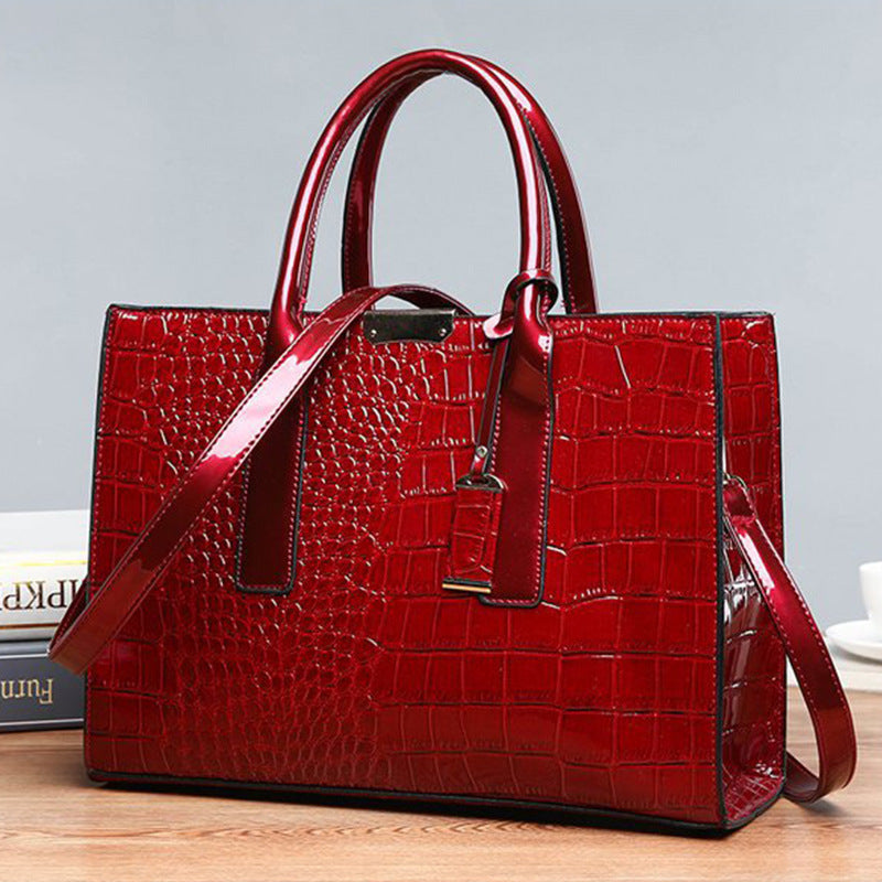 New Foreign Trade Women's Bag Trendy Crocodile Pattern Portable European and American Shoulder Crossbody Tote Bag Cross-Border Dropshipping Global