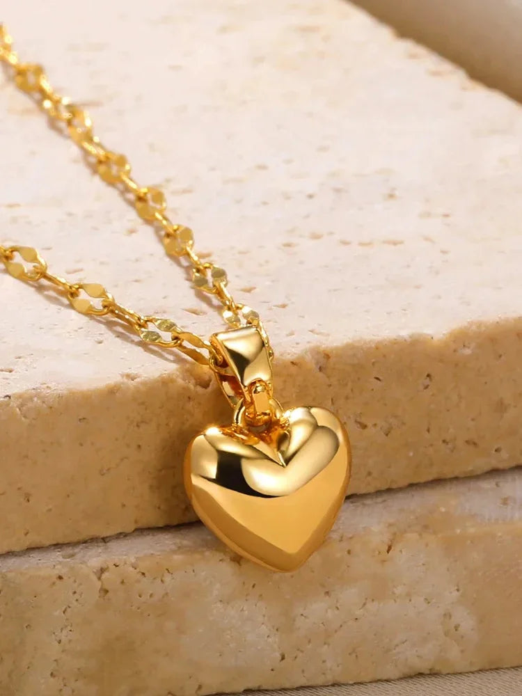 Stainless Steel Gold Beloved Charm Pendant Necklace - Trendy Clavicle Chain for Women & Girls, Holiday Gift