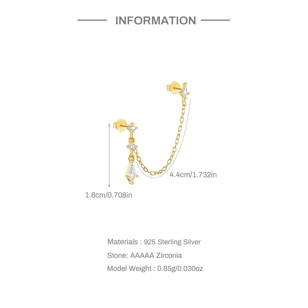 CANNER 1PC Four Pointed Star Moon Tassel Lotus Cartilage Spiral Puncture 925 Sterling Silver Stud Earring For Women Ins Earring