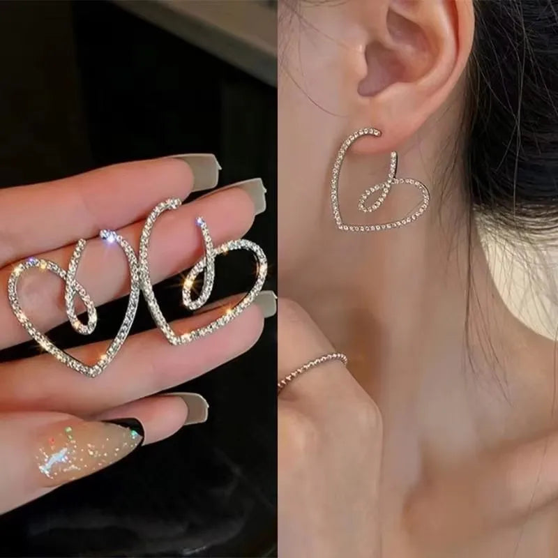 925 Silver Needle Korean Fashion Zircon Geometric Earrings For Women Jewelry 2026 Trending Luxury Crystal Cross Stud Earrings