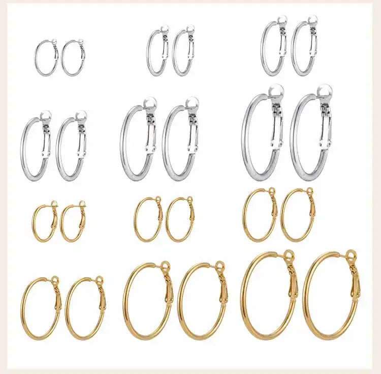Stainless Steel Big Circle Hoop Earrings for Women,Gold Plated Hypoallergenic Non Tarnish  25mm-70mm Loop Jewelry