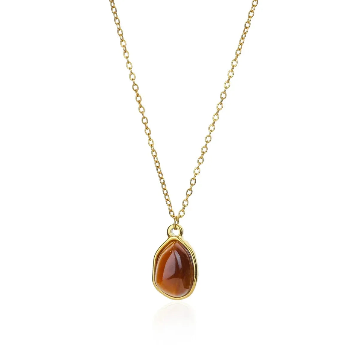 Fashion Stone Opal Oval Necklace For Women Stainless Steel Gold Color Oval Stone Pendant Necklace Wedding Aesthetic Jewelry Gift