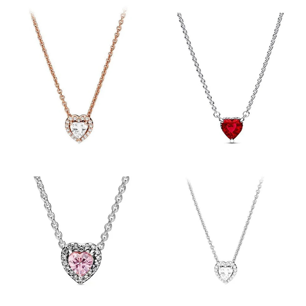 New heart-shaped necklace, sublime heart necklace, white copper silver plated necklace
