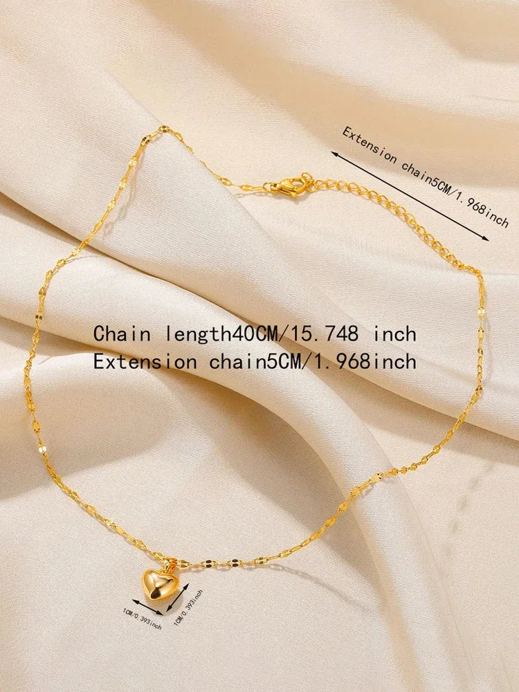 Stainless Steel Gold Beloved Charm Pendant Necklace - Trendy Clavicle Chain for Women & Girls, Holiday Gift
