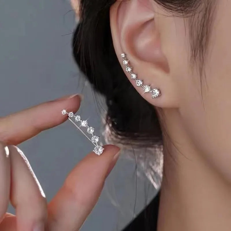 925 Silver Needle Korean Fashion Zircon Geometric Earrings For Women Jewelry 2026 Trending Luxury Crystal Cross Stud Earrings