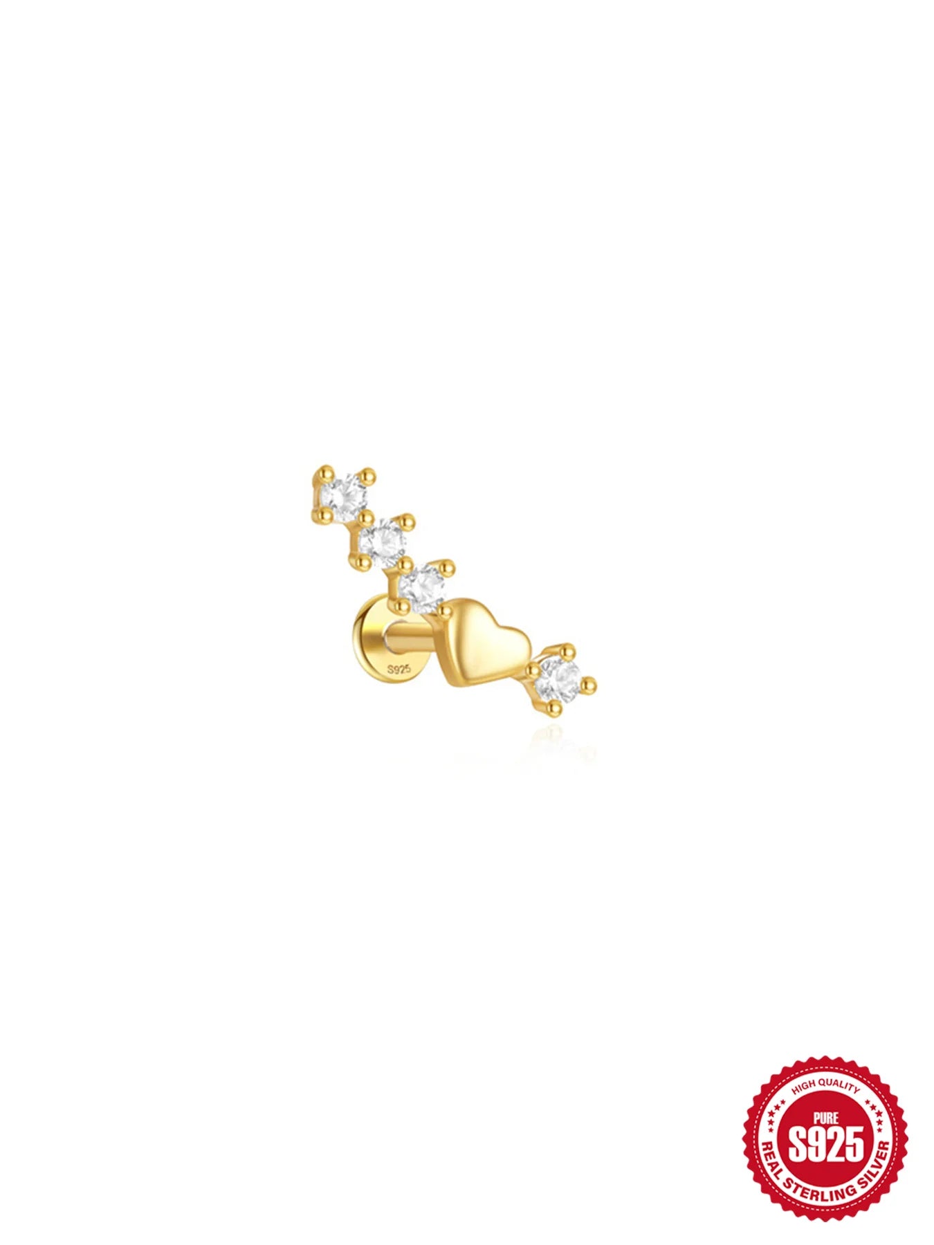 CANNER 1PC Four Pointed Star Moon Tassel Lotus Cartilage Spiral Puncture 925 Sterling Silver Stud Earring For Women Ins Earring