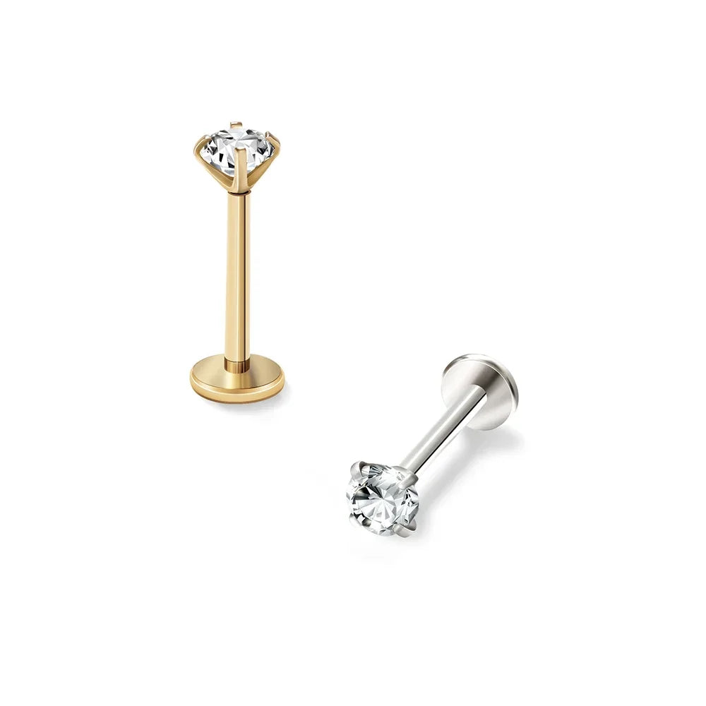 2/8PCS Stainless Steel Eearring Nose Stud Cartilage Piercing Jewelry Helix Tragus Lip Flat Back Tiny Earrings for Women 18G