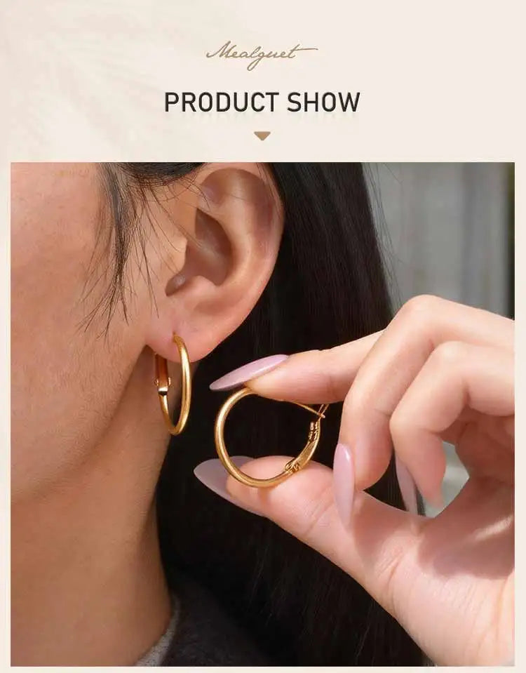 Stainless Steel Big Circle Hoop Earrings for Women,Gold Plated Hypoallergenic Non Tarnish  25mm-70mm Loop Jewelry