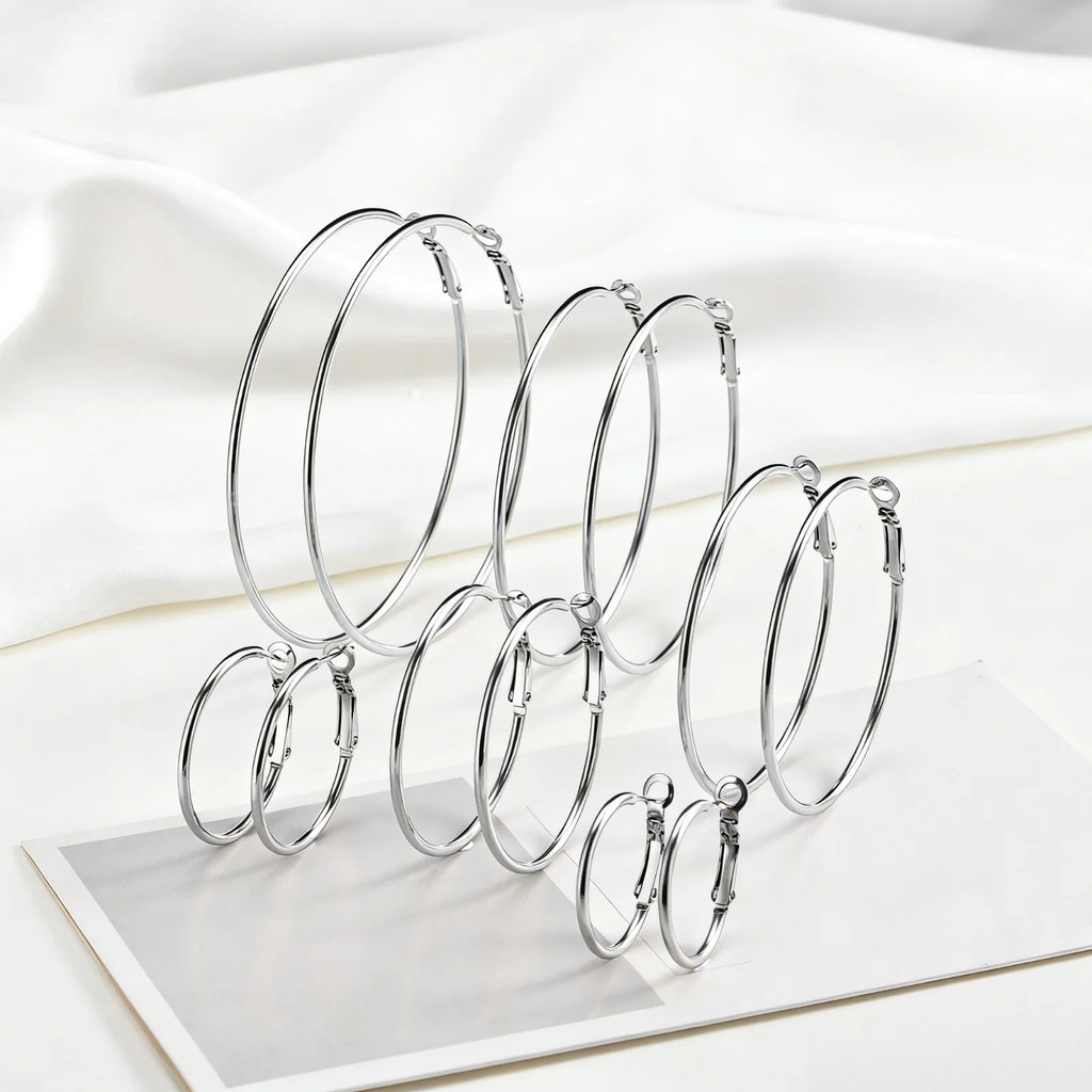 Stainless Steel Big Circle Hoop Earrings for Women,Gold Plated Hypoallergenic Non Tarnish  25mm-70mm Loop Jewelry