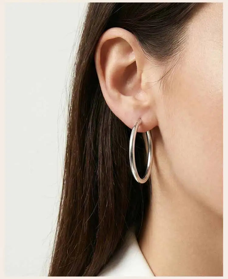 Stainless Steel Big Circle Hoop Earrings for Women,Gold Plated Hypoallergenic Non Tarnish  25mm-70mm Loop Jewelry