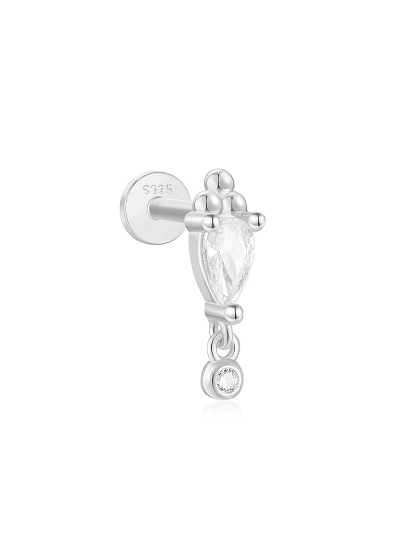 CANNER 1PC Four Pointed Star Moon Tassel Lotus Cartilage Spiral Puncture 925 Sterling Silver Stud Earring For Women Ins Earring