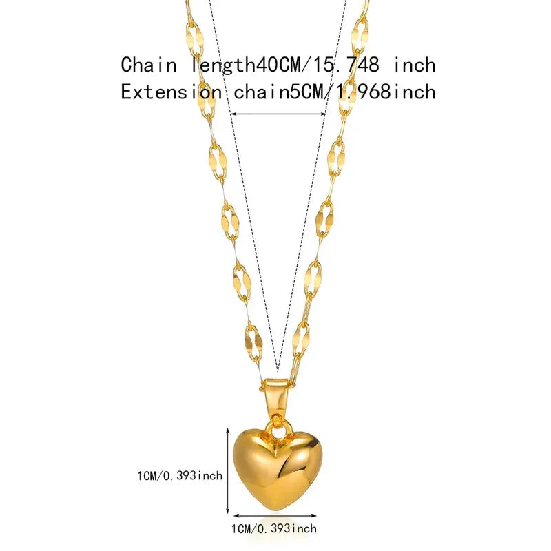 Stainless Steel Gold Beloved Charm Pendant Necklace - Trendy Clavicle Chain for Women & Girls, Holiday Gift