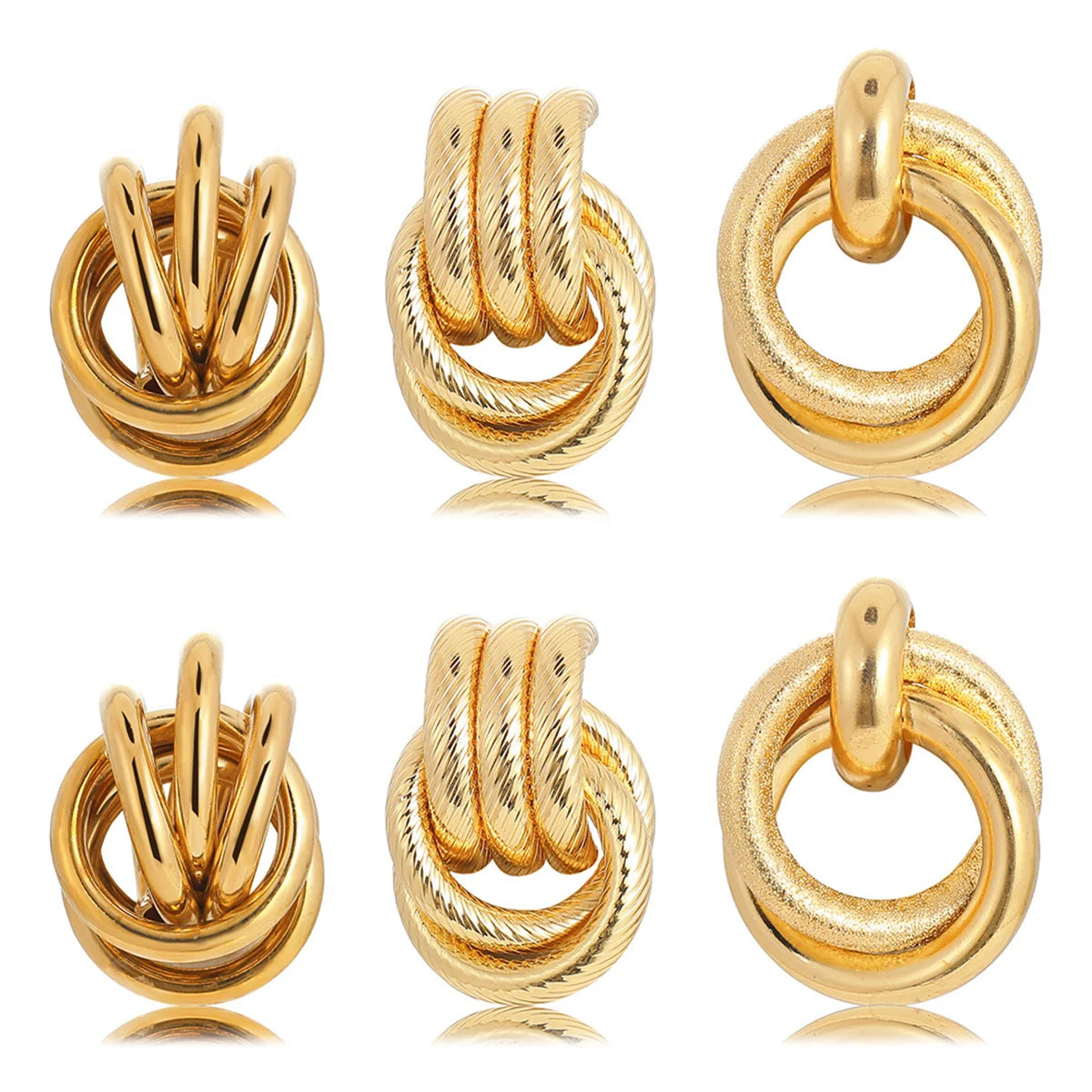 Vintage Twist Round Earrings Set for Women 2025 Boho Metal Gold Color Dangle Earrings Geometric Fashion Jewelry Trendy
