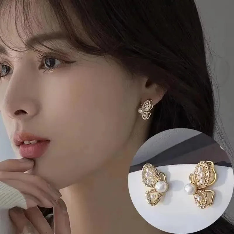 925 Silver Needle Korean Fashion Zircon Geometric Earrings For Women Jewelry 2026 Trending Luxury Crystal Cross Stud Earrings