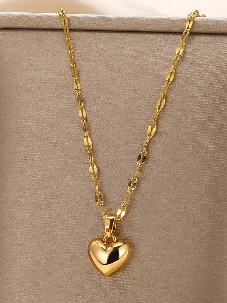 Stainless Steel Gold Beloved Charm Pendant Necklace - Trendy Clavicle Chain for Women & Girls, Holiday Gift