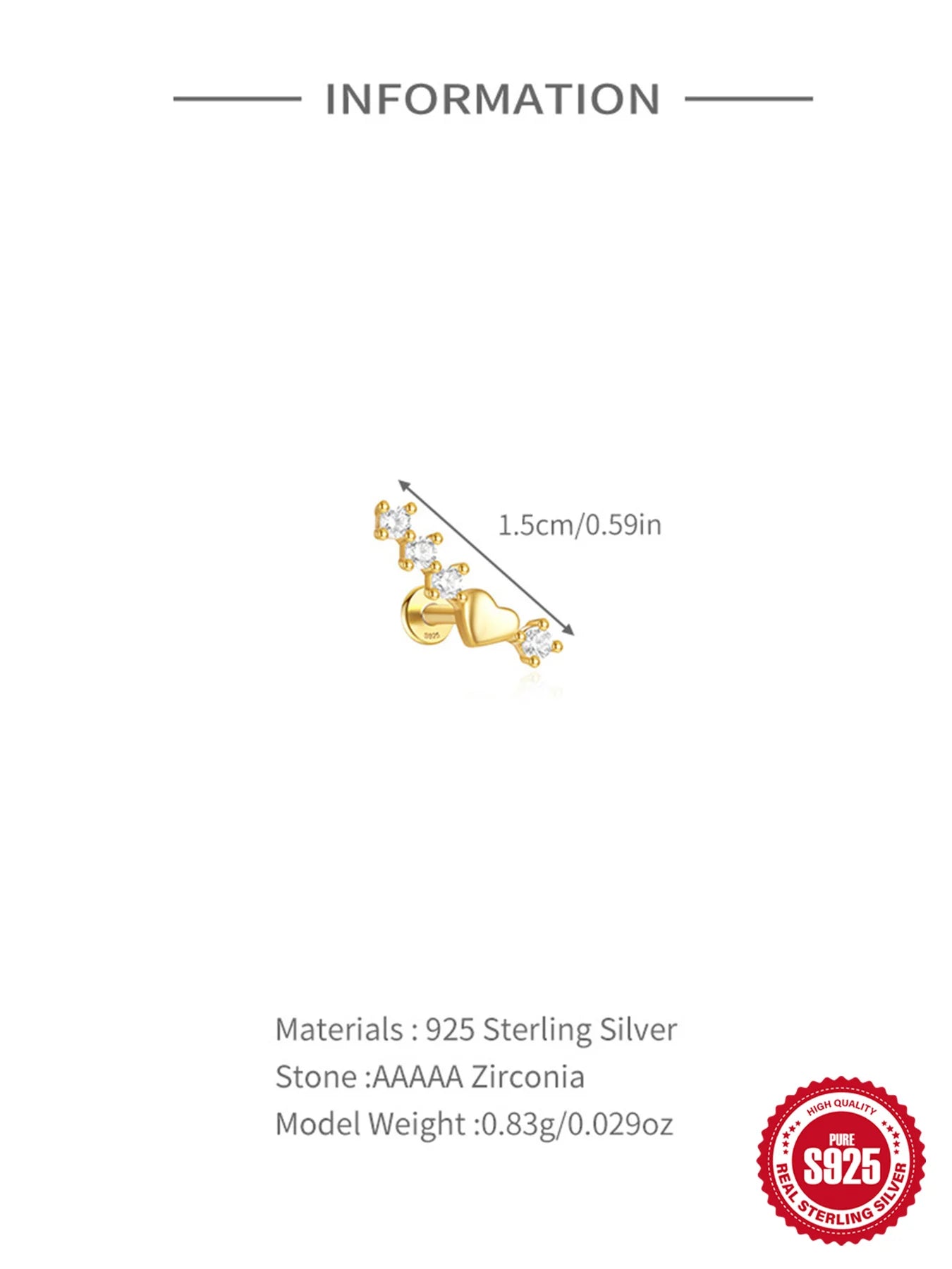 CANNER 1PC Four Pointed Star Moon Tassel Lotus Cartilage Spiral Puncture 925 Sterling Silver Stud Earring For Women Ins Earring