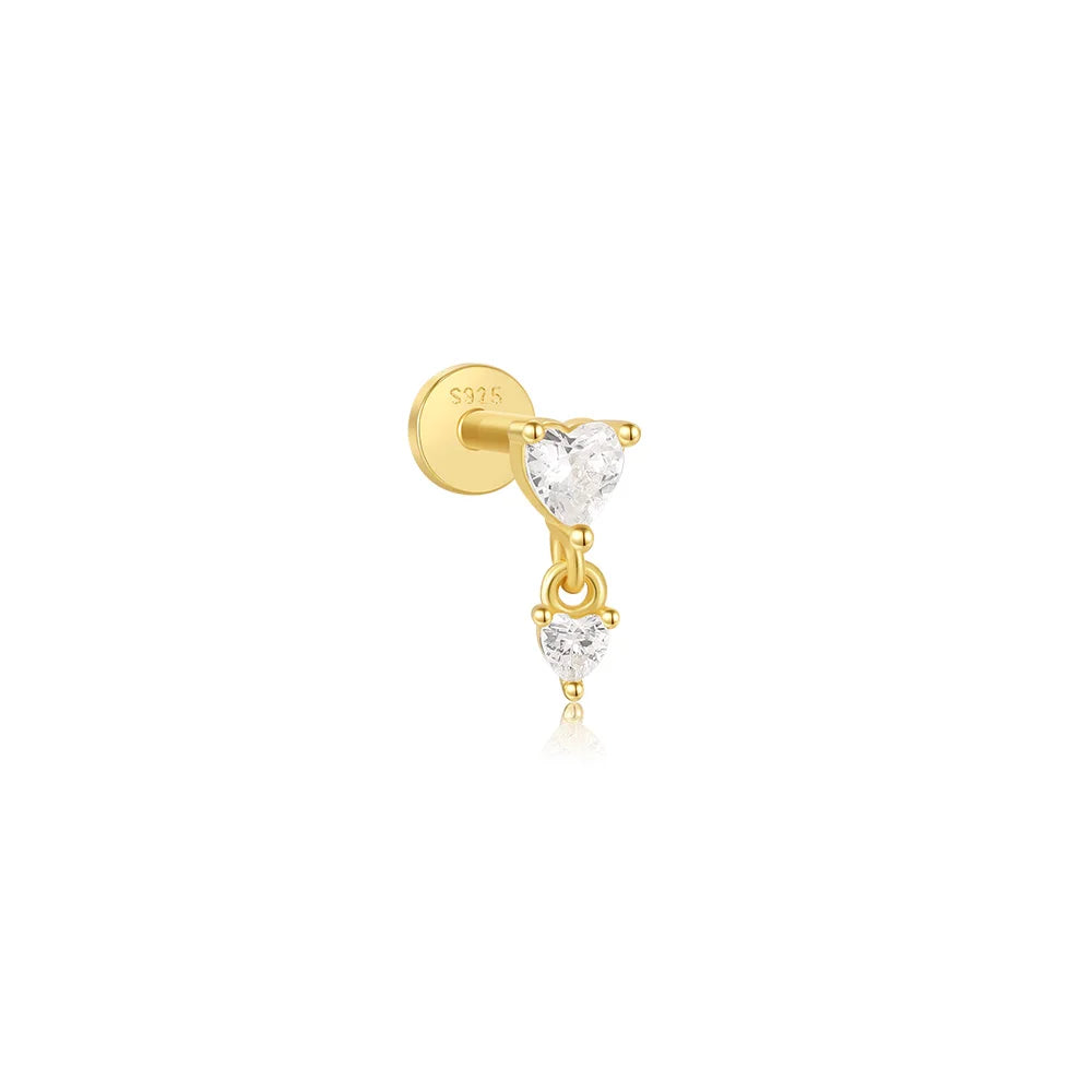 CANNER 1PC Four Pointed Star Moon Tassel Lotus Cartilage Spiral Puncture 925 Sterling Silver Stud Earring For Women Ins Earring