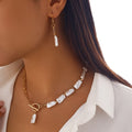 Boho Square Pearl Pendant Necklace Earrings Bracelet Set 20205 Women's Simple Gold Cross Chain Fashion Jewelry for Girls