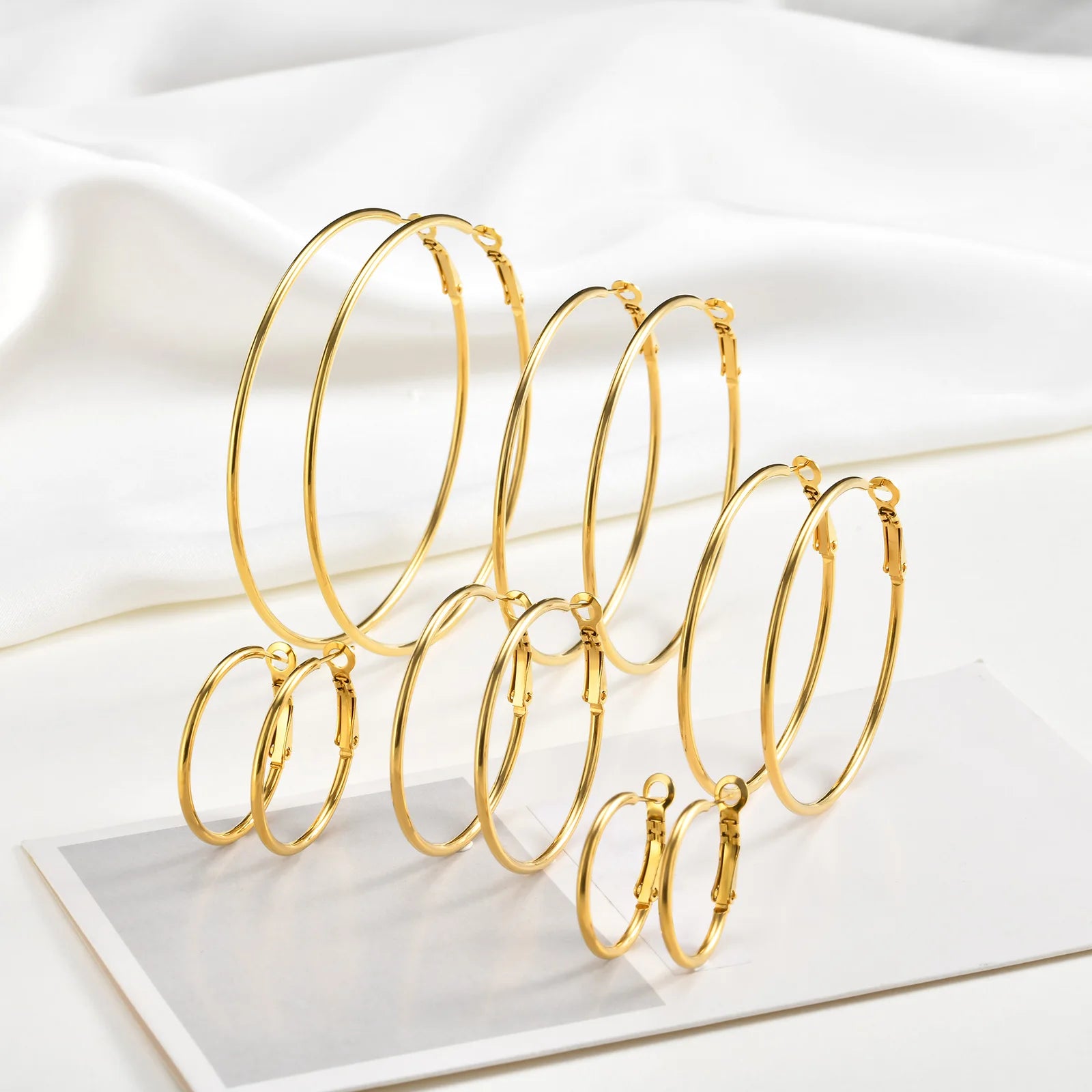 Stainless Steel Big Circle Hoop Earrings for Women,Gold Plated Hypoallergenic Non Tarnish  25mm-70mm Loop Jewelry