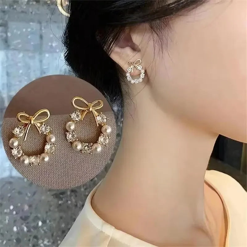 925 Silver Needle Korean Fashion Zircon Geometric Earrings For Women Jewelry 2026 Trending Luxury Crystal Cross Stud Earrings