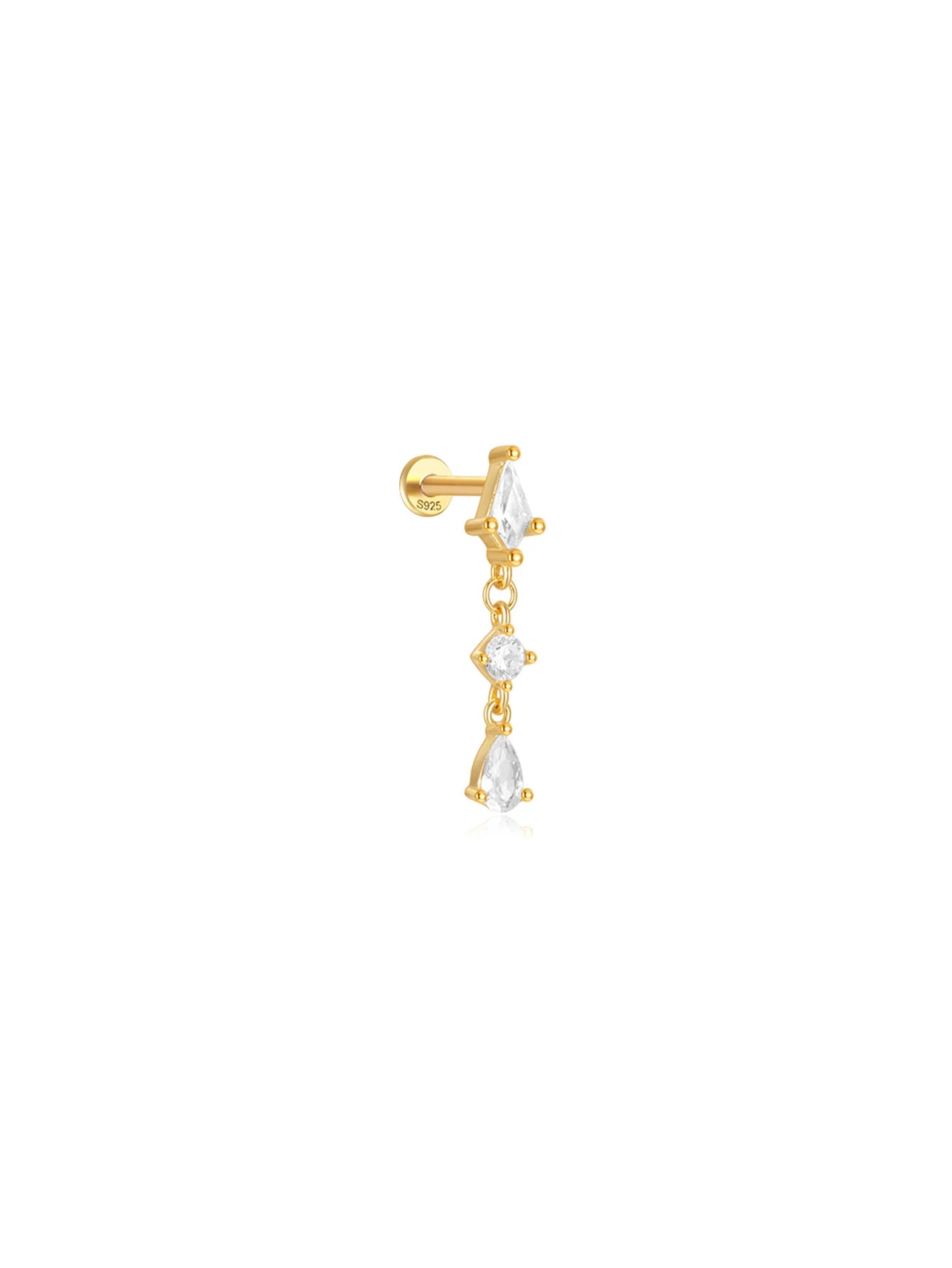CANNER 1PC Four Pointed Star Moon Tassel Lotus Cartilage Spiral Puncture 925 Sterling Silver Stud Earring For Women Ins Earring