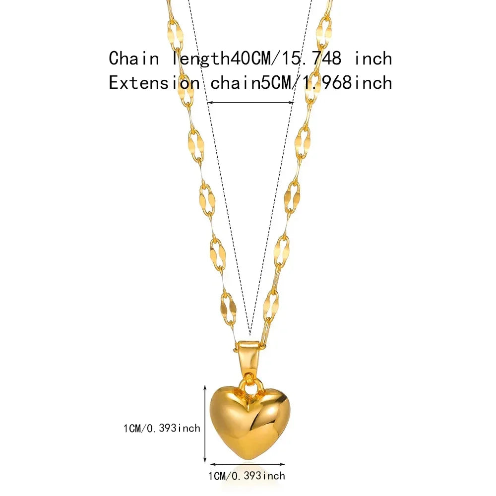 Stainless Steel Gold Beloved Charm Pendant Necklace - Trendy Clavicle Chain for Women & Girls, Holiday Gift