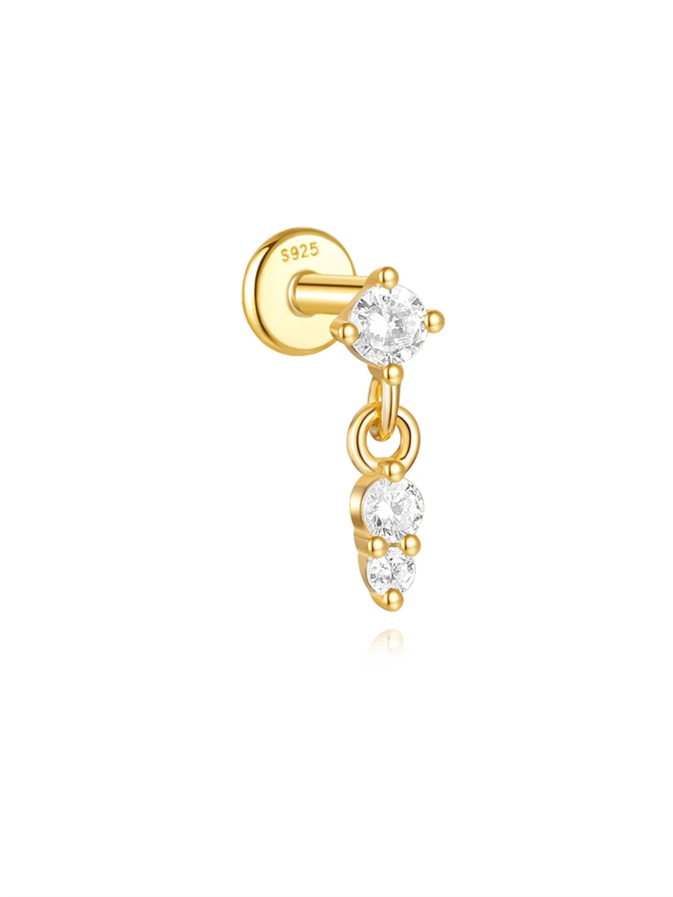 CANNER 1PC Four Pointed Star Moon Tassel Lotus Cartilage Spiral Puncture 925 Sterling Silver Stud Earring For Women Ins Earring