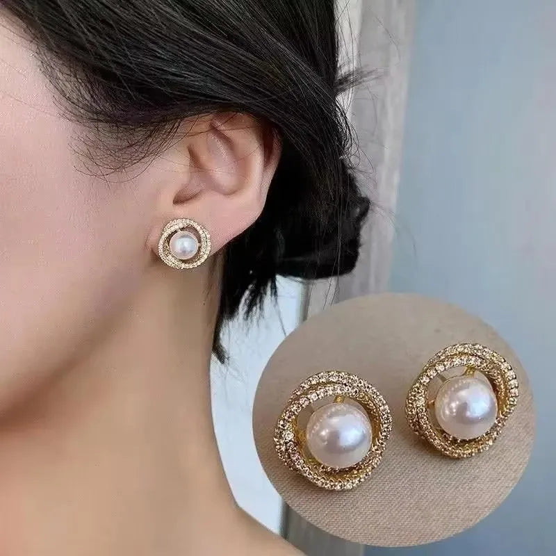 925 Silver Needle Korean Fashion Zircon Geometric Earrings For Women Jewelry 2026 Trending Luxury Crystal Cross Stud Earrings
