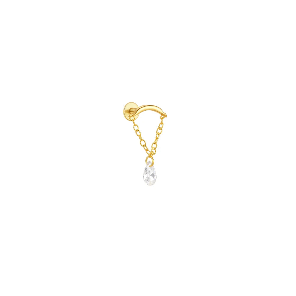 CANNER 1PC Four Pointed Star Moon Tassel Lotus Cartilage Spiral Puncture 925 Sterling Silver Stud Earring For Women Ins Earring